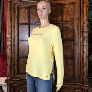 Peace Love World HAPPY PERSON Side Zipper Thumbhole Top